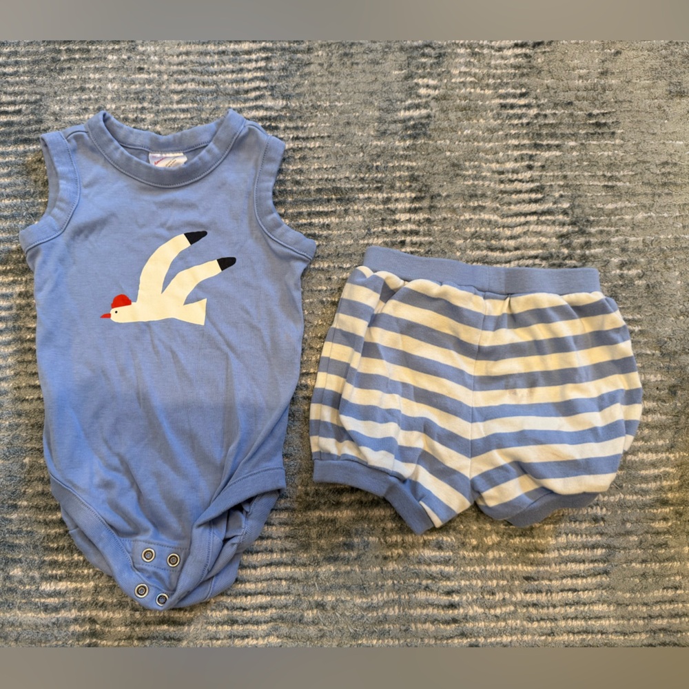 Hanna Andersson Blue and White Striped Baby Outfit